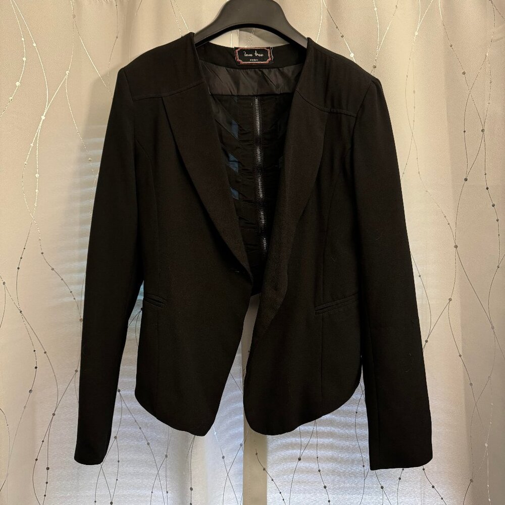 Black Suit Coat with back pattern with zipper